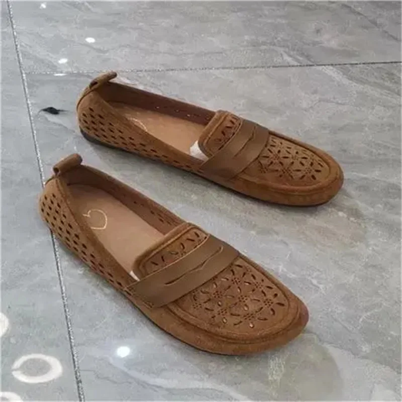 

Cresfimix Zapatos De Mujer Women Classic Round Toe Hollow Out Spring Slip on Loafers Lady Casual Comfort Spring Flat Shoes A605