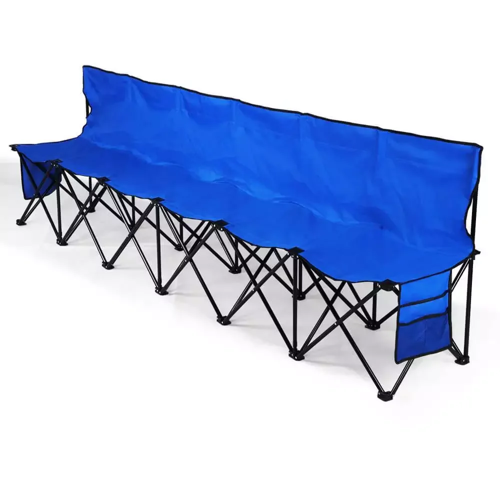 

2023 6-seater folding grandstand portable sideline bench camping chair folding school stool outdoor team sports seat with side p