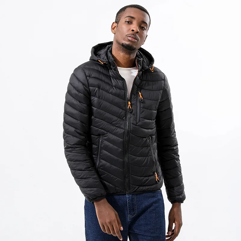 Down Jacket New Winter Light Cotton Jacket Men's Warm Cotton Jacket Removable Hat Cotton Jacket