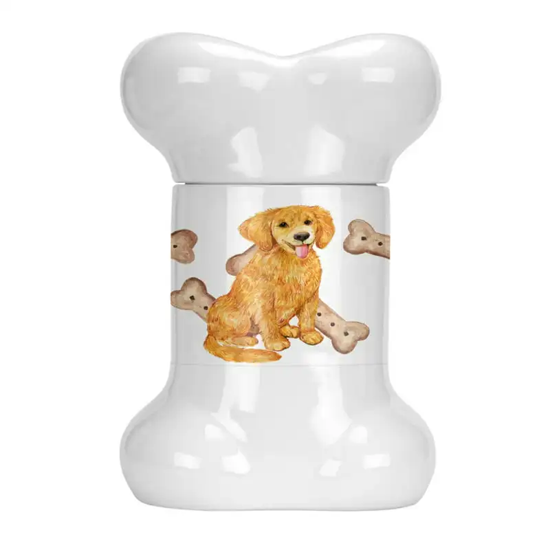 

CK2373BSTJ Golden Retriever Puppy Bone Shaped Treat Jar, , multicolor