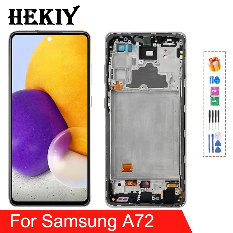 

100% Оригинальный 6,7 ''Super AMOLED дисплей для Samsung Galaxy A72 4G A725 A725F/DS Полный ЖК сенсорный экран дигитайзер в сборе