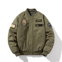 bomber jacket men korean style baseball uniform winter military jacket men embroidery cotton coat stand collar zipper outwear