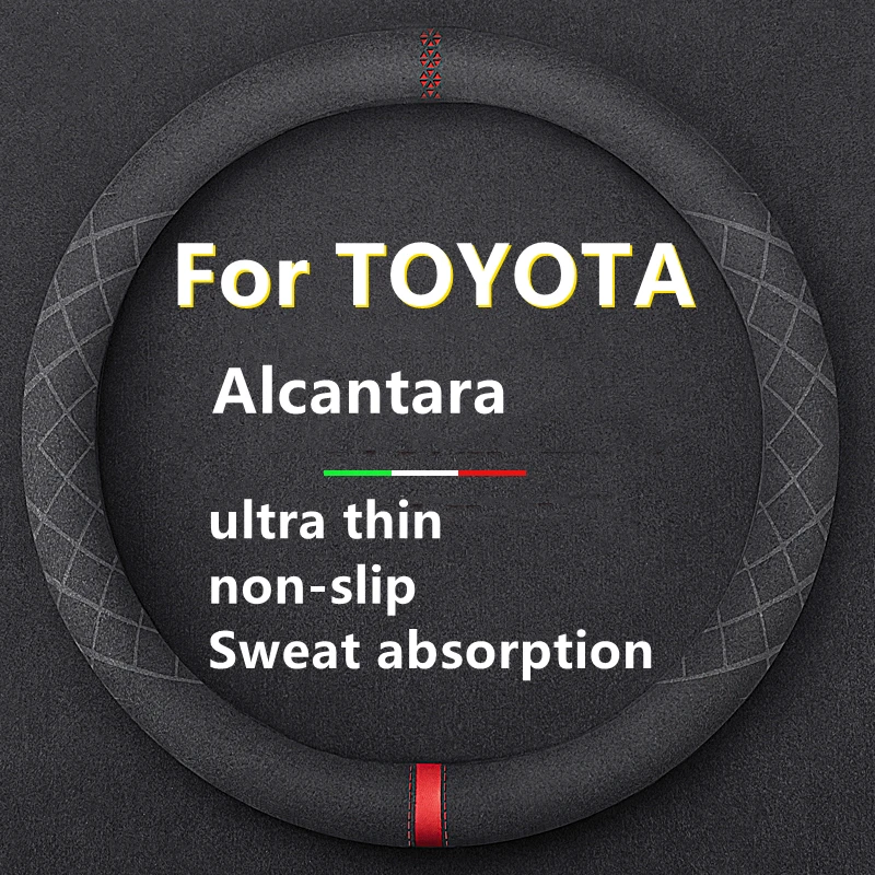 

38cm Alcantara Suede Flat Bottom Car Steering Wheel Cover Hollow Pattern For Toyota Series Accessories
