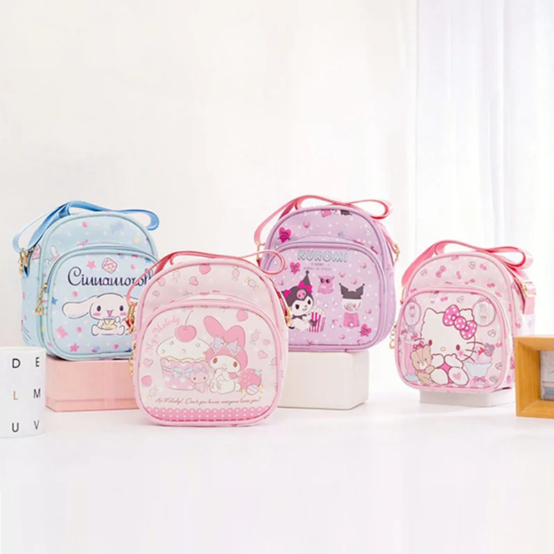 

Cartoon Sanrio Melody Kuromi Cinnamoroll Kitty Childrens Messenger Shoulder Bag Key Document Storage Bag Coin Purse Sundries Bag