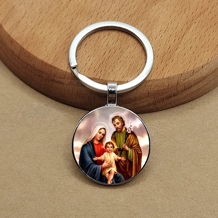 Стеклянный брелок для ключей с изображением Богородицы Иисуса аксессуары Европы