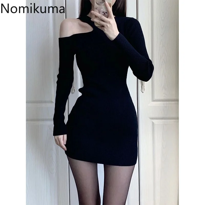 

Платье Nomikuma для женщин, весна-осень 2022, приталенные шикарные платья с открытыми плечами, элегантные пикантные винтажные модные платья