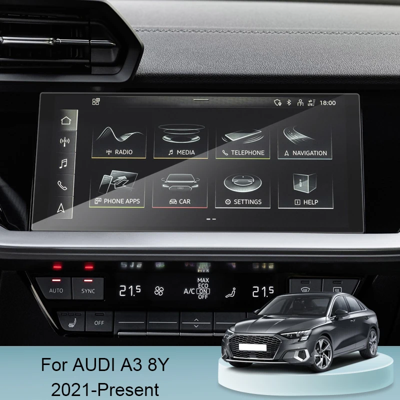 

For AUDI A3 8Y 2021-Present Car Dashboard Display Film GPS Navigation Screen Film Glass Protector Internal Auto Accessory