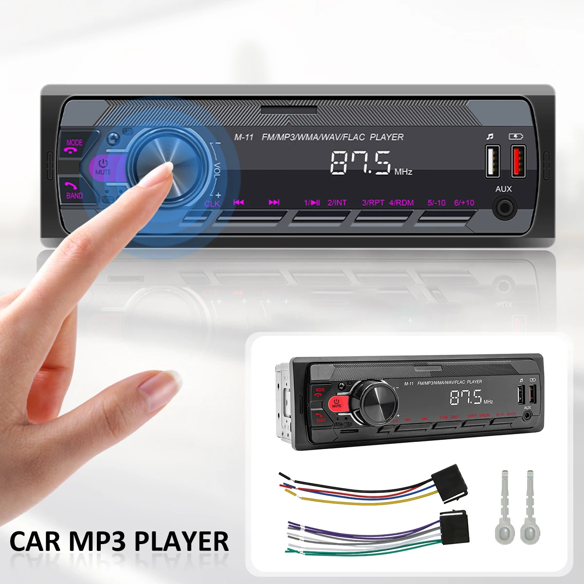 

Автомобильный мультимедийный плеер In-Dash, стерео-проигрыватель с 7-цветсветильник, Bluetooth 5,0, FM радио, Типоразмер 1 Din