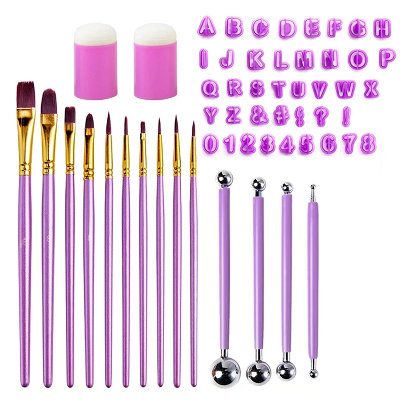 

LUDA 56Pcs Polymer Clay Tools, Letter Indentation Stencils, Finger Sponge Smudge Tool,Rock Painting Kit for Sculpting Pottery