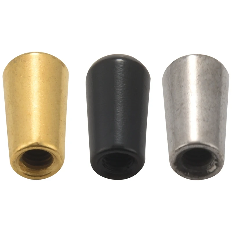 

3Pcs Guitar Switch Tip, 3 Way Toggle Switch Knob Tip Cap Copper For Lp Epi Electric Guitar,Silver + Gun-black + Gold