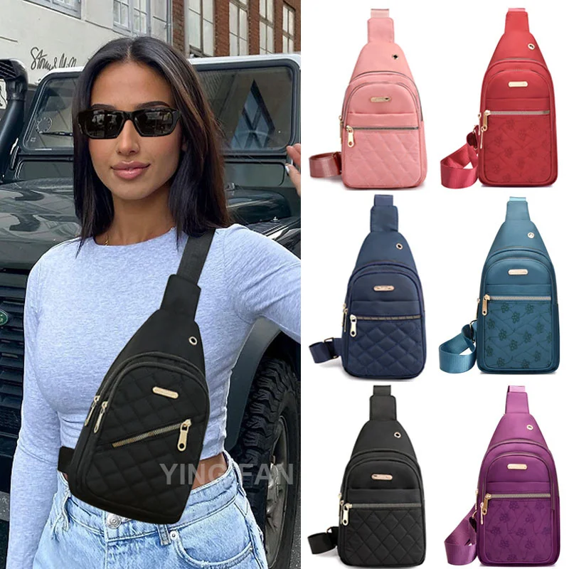 

New Rhomboid Embroidery Chest Bags for Women Oxford Cloth Sport Shoulder Bag Crossbody Bags Handbags Casual r Belt Bags