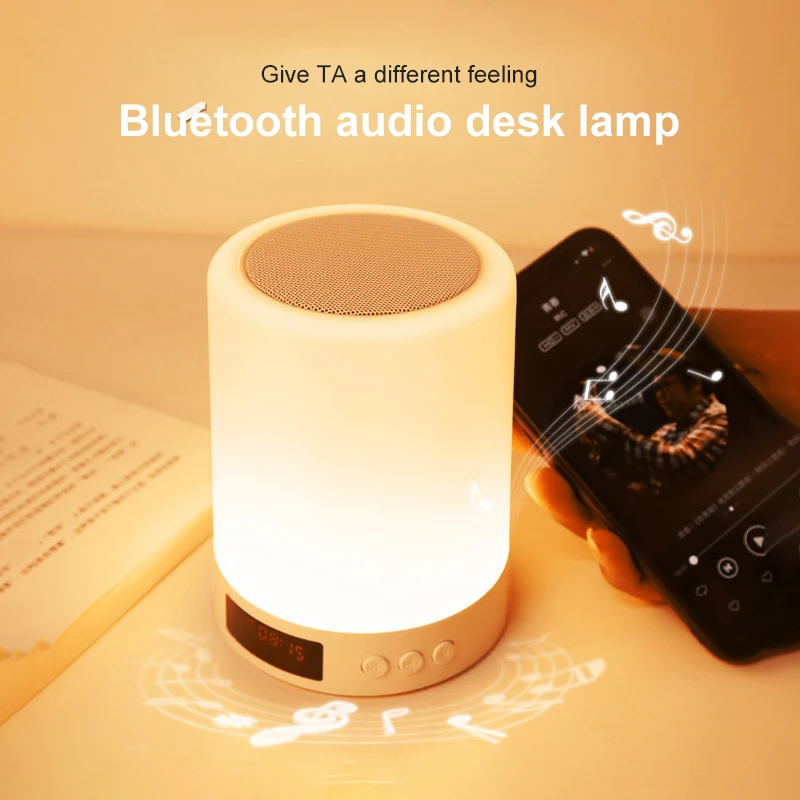 

LED Night Light Bluetooth Speaker Touch Sensor with BT Speaker Subwoofer USB Rechargeable Dimmable Table Lamp for Bedroom Office