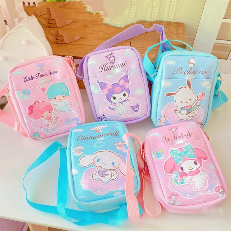 

New Kawaii Sanrioed Small Crossbody Bags Cartoon My Melody Kuromi Cinnamoroll Shoulder Messenger Bag Phone Bag Children's Wallet