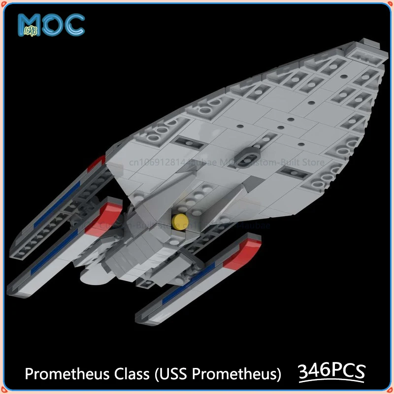 Фото Модель корабля класса «Прометей» (USS) в масштабе 1:1500, конструктор MOC, кирпичики для сборки, космическая коллекция, креативные игрушки, подарки, 346 деталей №4