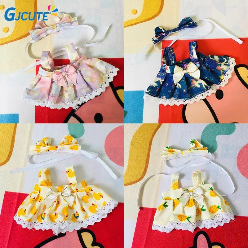 

20cm Doll Clothes Suspender Skirt Set Clothes For Doll Dress T-shirt Skirt Suit Dressup Dolls Accessories