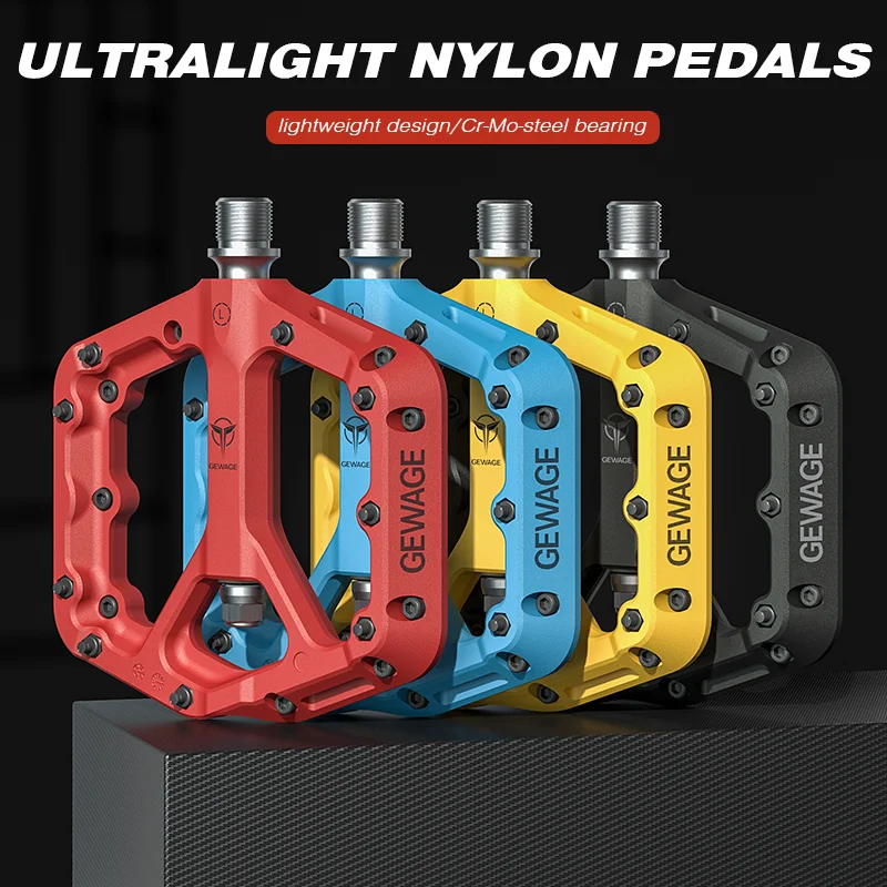 

GEWAGE Ultralight Nylon Seal Bearings Bicycle Bike Pedals Cycling Road Bmx Mtb Pedals Flat Platform Bicycle Parts Accessories