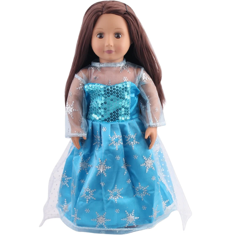 

18 Inch American Doll Girl Doll Clothes Blue Queen Battle Gauze Skirt Dress 43cm Reborn Baby New Born Doll DIY Toy Gift c80
