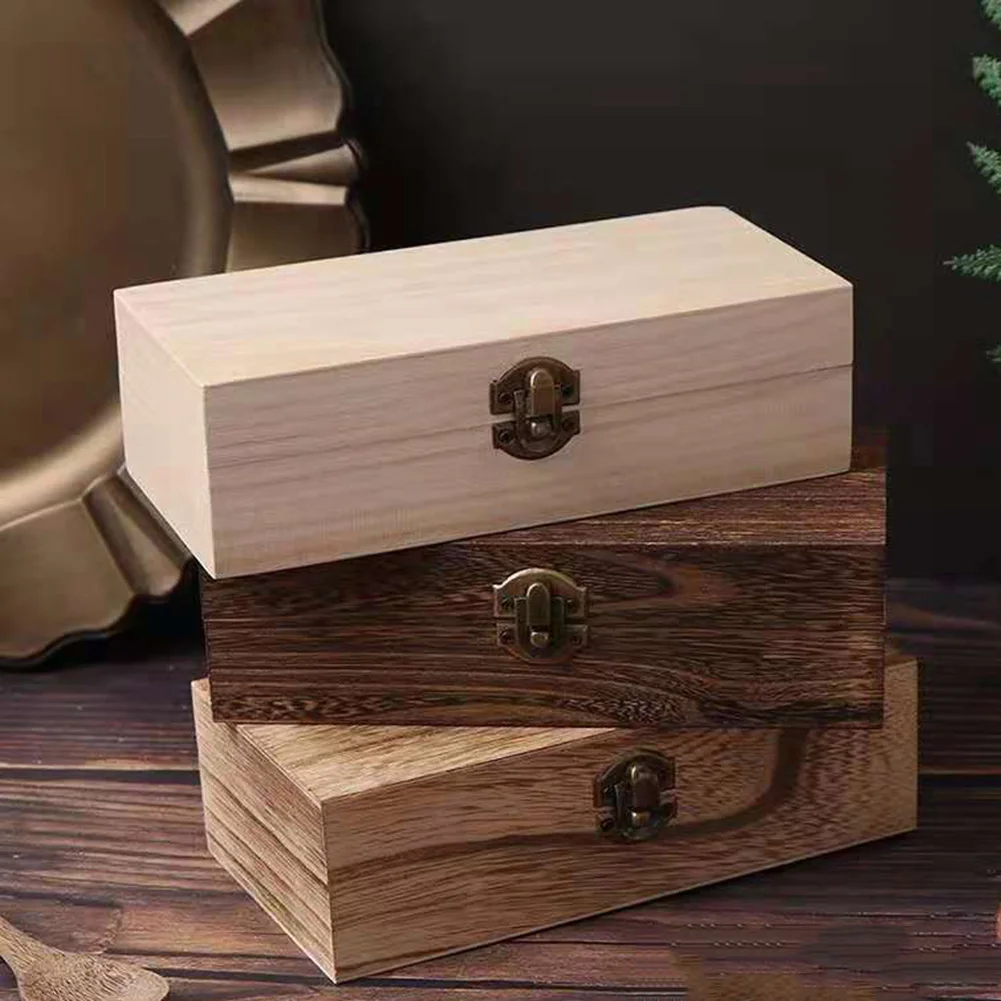 

Rectangular Wooden Storage Box Vintage Wooden Box Wooden Gift Packaging Box Flip Type Multi Color Storage Jewelry Necklace Ring