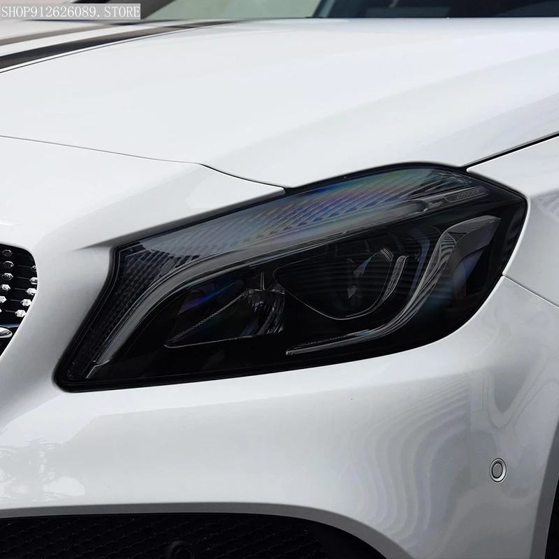 

2 шт. Защитная пленка для автомобильных фар дымчатый черный Оттенок Виниловая прозрачная ТПУ наклейка для Mercedes Benz A Class W176 A45 AMG