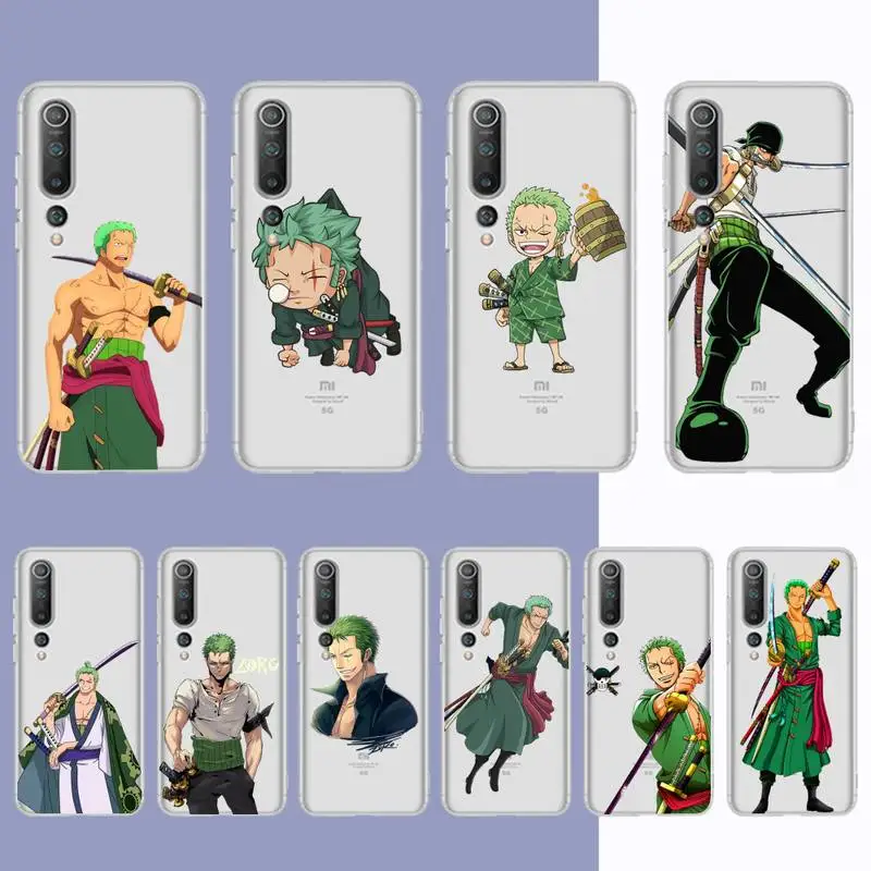 

BANDAI Roronoa Zoro Phone Case for Samsung S20 S10 lite S21 plus for Redmi Note8 9pro for Huawei P20 Clear Case