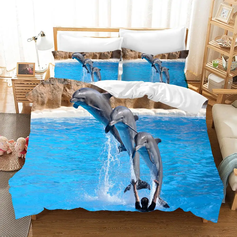 

Jumping Dolphin Bedding Set Animal Ocean Duvet Cover Sets Comforter Bed Linen Twin Queen King Single Size Dropshipping Gift