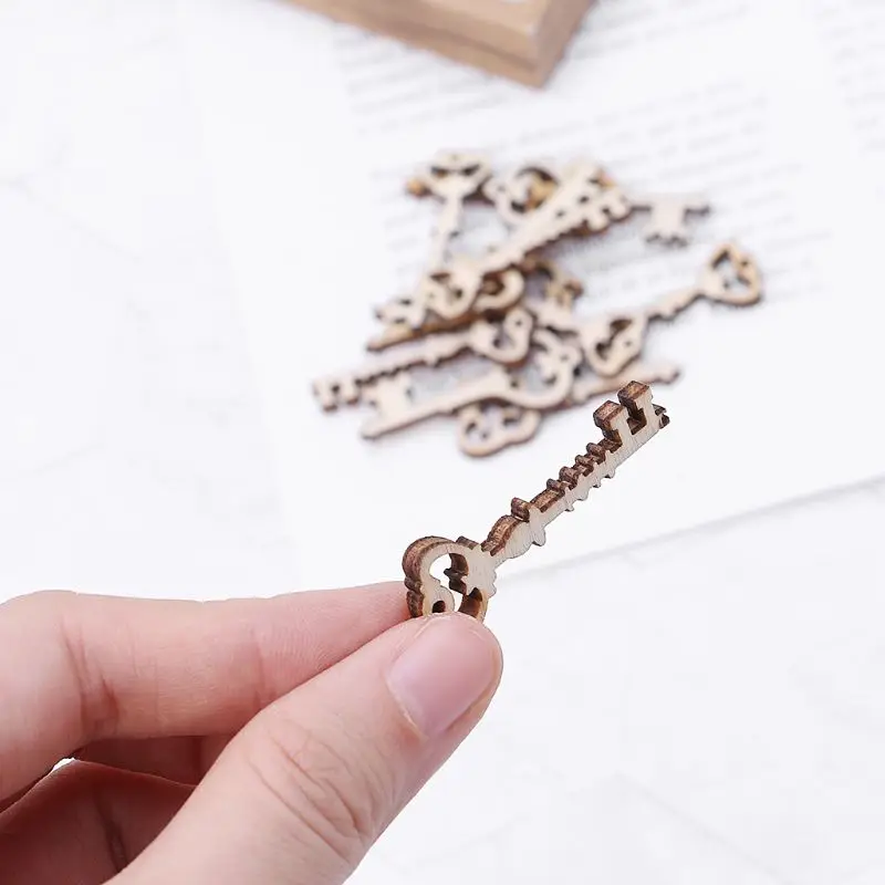 

20pcs Laser Cut Wood Key Embellishment Wooden Shape Craft Wedding Decor