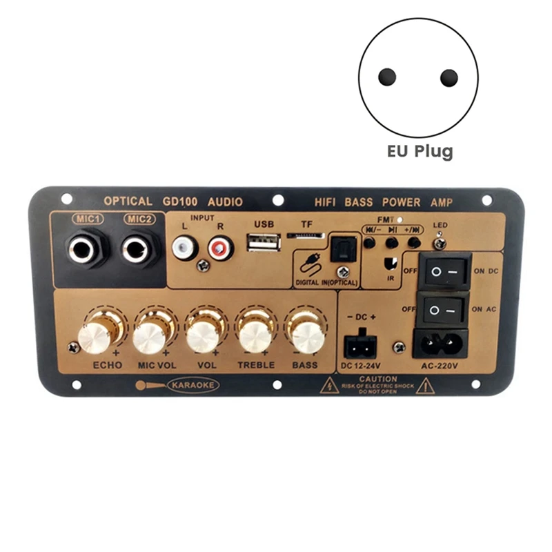 Плата усилителя GD100 с Bluetooth и оптическим аудиовходом Hi-Fi усилитель для караоке