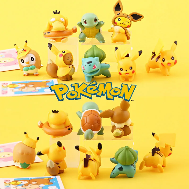 

TAKARA TOMY 8pcs/set Pokemon Action Figure Pikachu Cake Baking Decoration Ornaments 3cm Anime Collection Doll Kids Birthday Gift