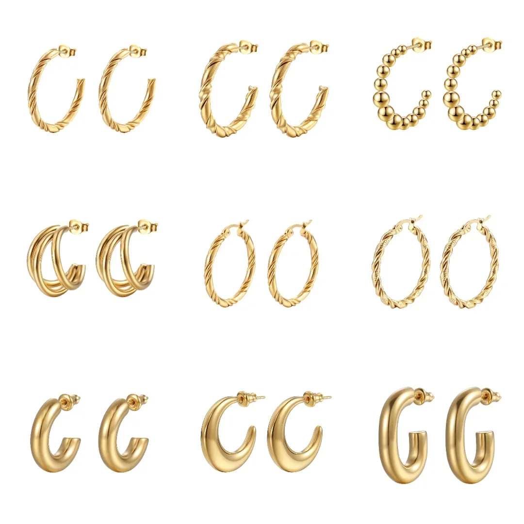 Showfay 316L металлические полые серьги-кольца из нержавеющей стали Huggie серьги для