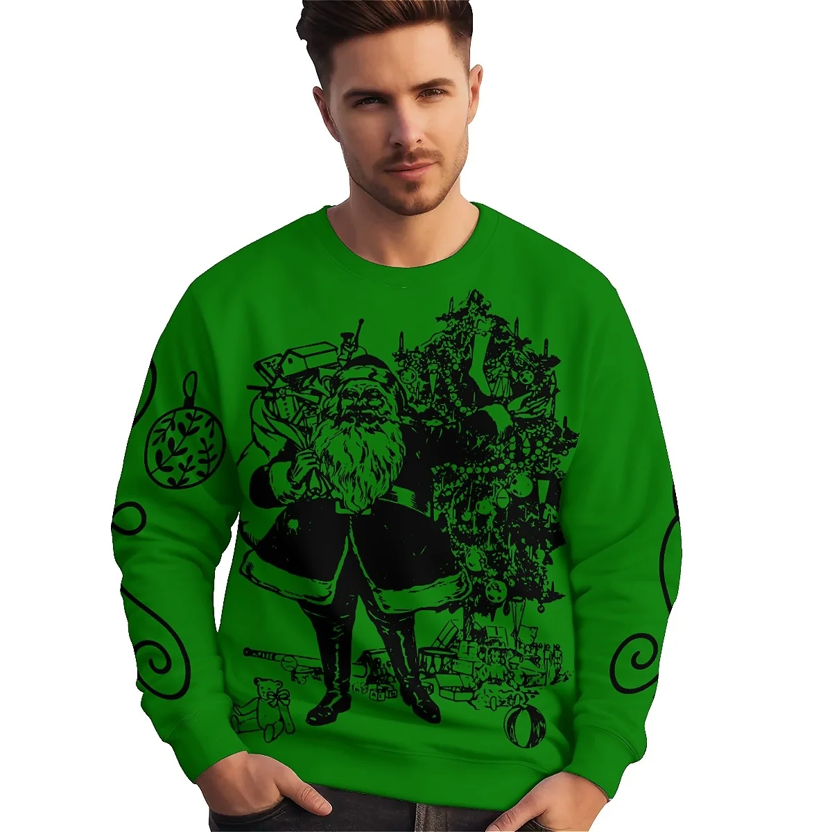 Свитшот Рождественский liaseo унисекс с длинным рукавом и круглым вырезом