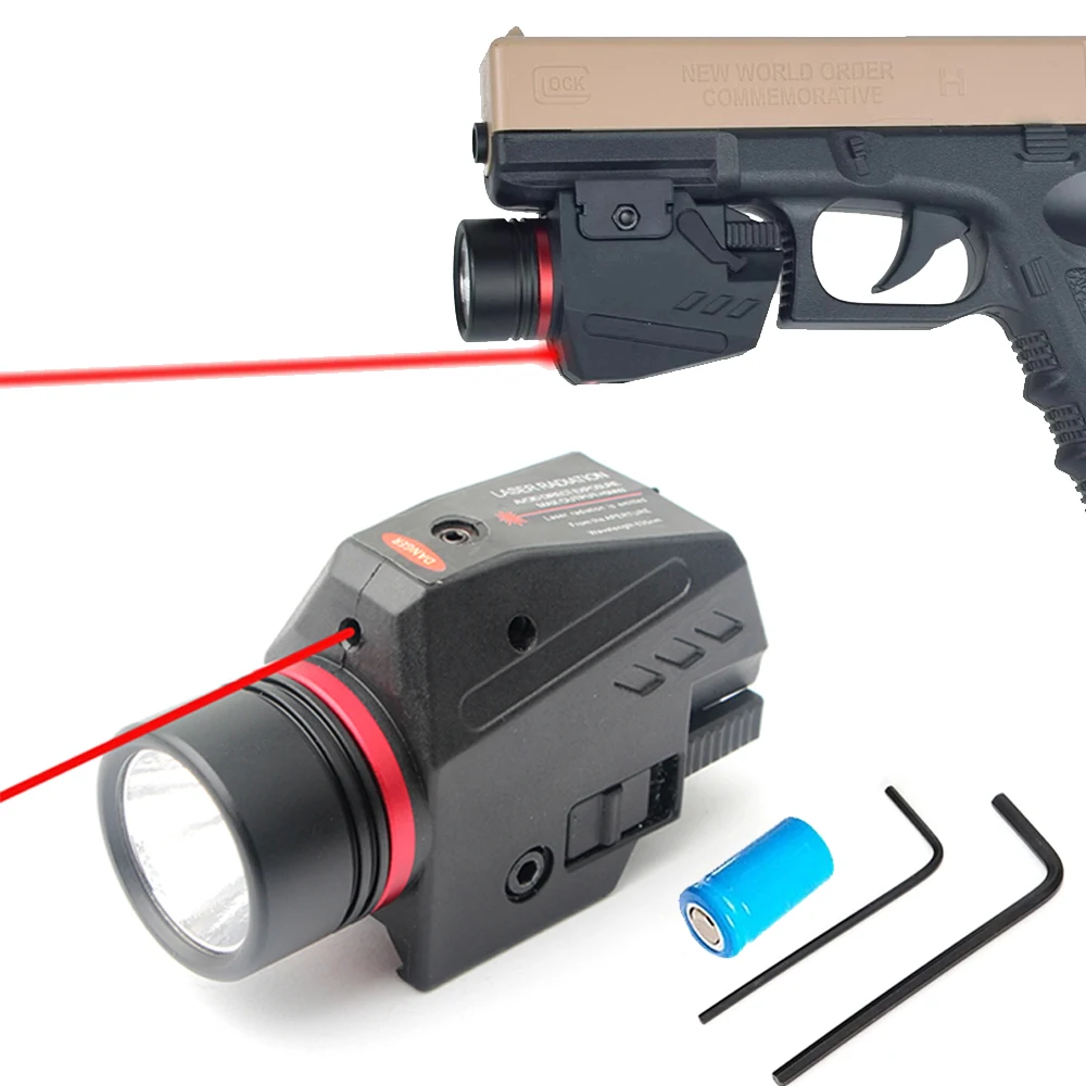 

Tactical Pistol Flashlight Laser Weapon Lights LED Handgun Red Dot Laser Sight for 20mm Picatinny Rail Gun Strobe Scout Light