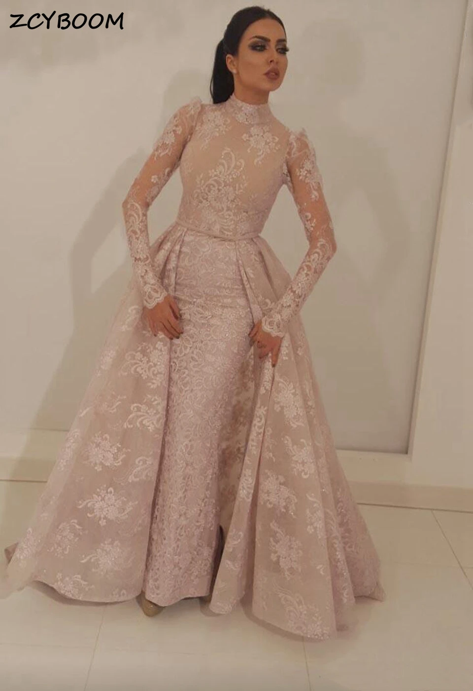 

Женское вечернее платье-русалка, длинное платье цвета шампанского в мусульманском стиле для торжества, выпускного вечера, 2023