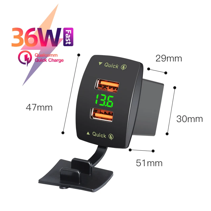

36 Вт QC3.0 6A Usb зарядное устройство адаптер питания 12 В 24 в модифицированный 4,2 а вольтметр для автомобиля морской лодки грузовика вездехода