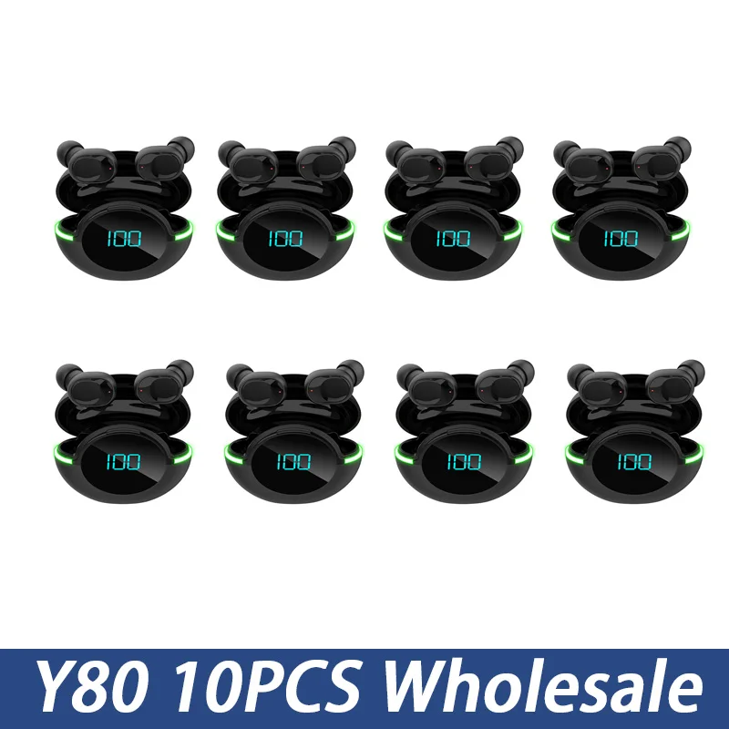 

10Pcs Y80 TWS Bluetooth 5.3 Earphone Wireless Headphone Gaming Headset Mini Stereo Bass Earbuds with Mic for Smartphone