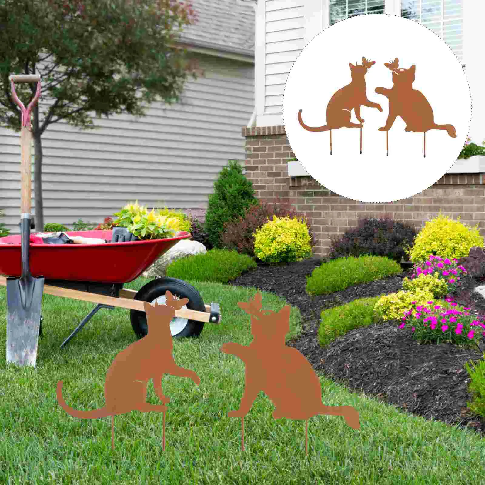 

Cat Metal Silhouette Garden Stake Outdoor Statue Decorative Animal Decoration Decor Black Ornament Figurines Stakes Yard Signs