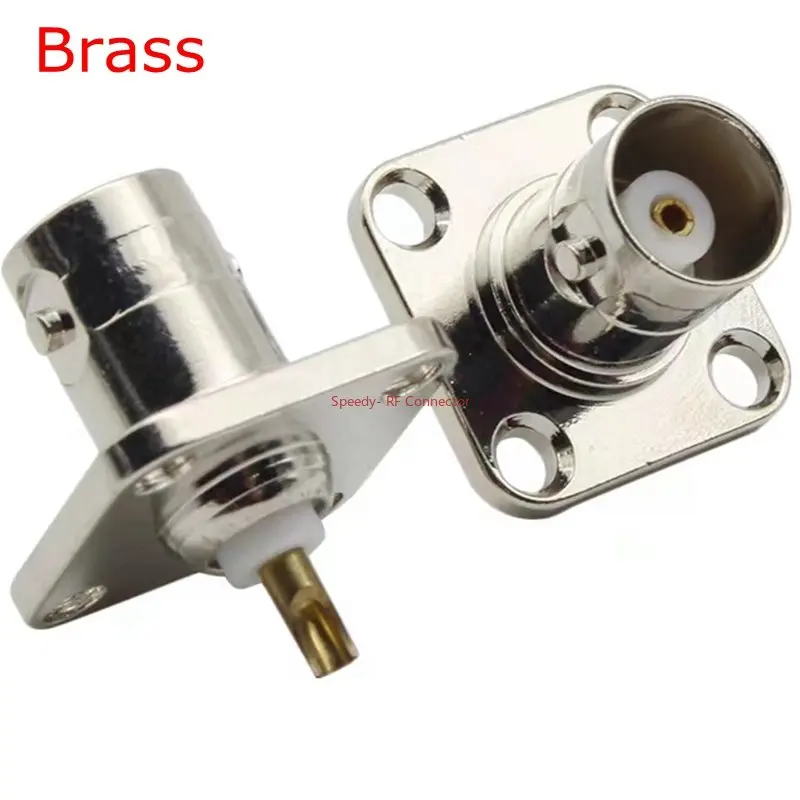 2pcs/lot Q9 BNC Female 4Holes Flange Connector BNC Female Jack with 4 Holes Flange Panel Chassis Mount Coaxial Solder Brass