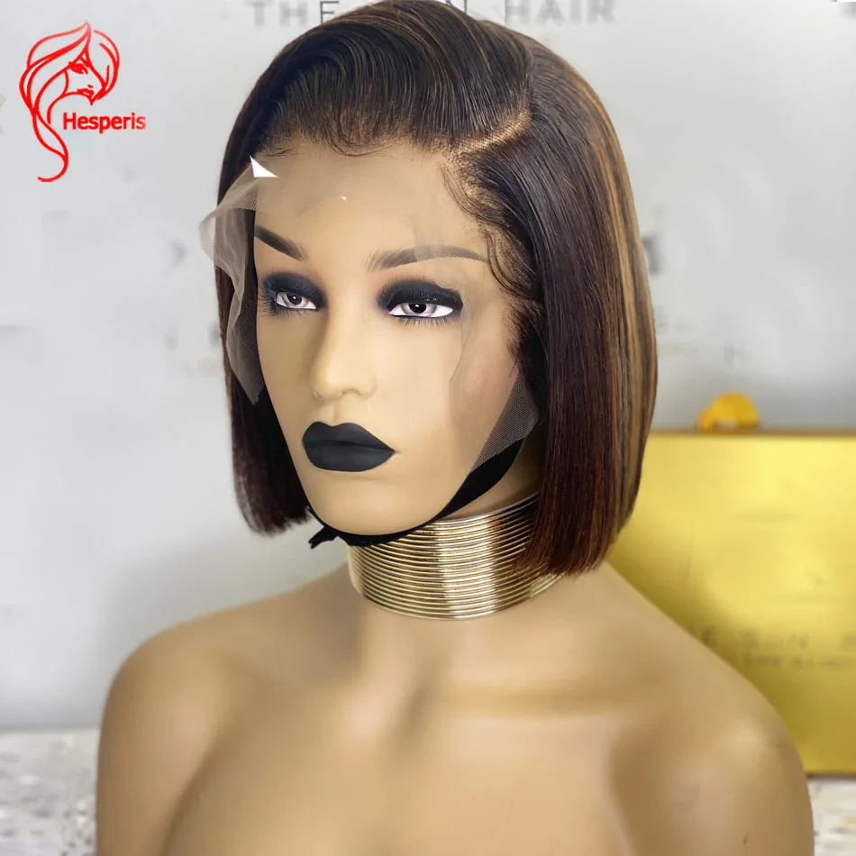 

Hesperis 13x4 Lace Front Human Hair Wigs Pre Plucked Highlight Short Bob Cut Lace Wigs For Black Women Brazilian Remy 8-14 inch