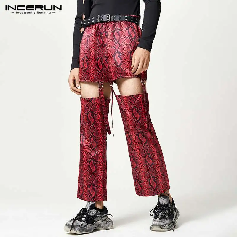 

INCERUN 2023 American Style Party Shows Long Pants Men's Fashionable Hollow Splicing Trousers Colorful Patterns Pantalons S-5XL
