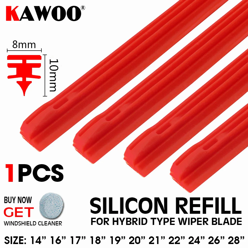 KAWOO 1 шт. автомобильный силикагель силиконовая запасная полоса 8 мм для комбинированного типа стеклоочистителя 14 "16" 17 "18" 19 "20" 21 "22" 24 "26" 28 "аксессуары