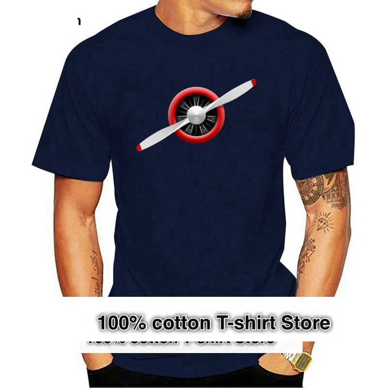 

2020 New Cotton Tee Shirt Vintage Aviation Airplane Propeller with Radial Engine - T-shirt for Men Fashion T-shirt