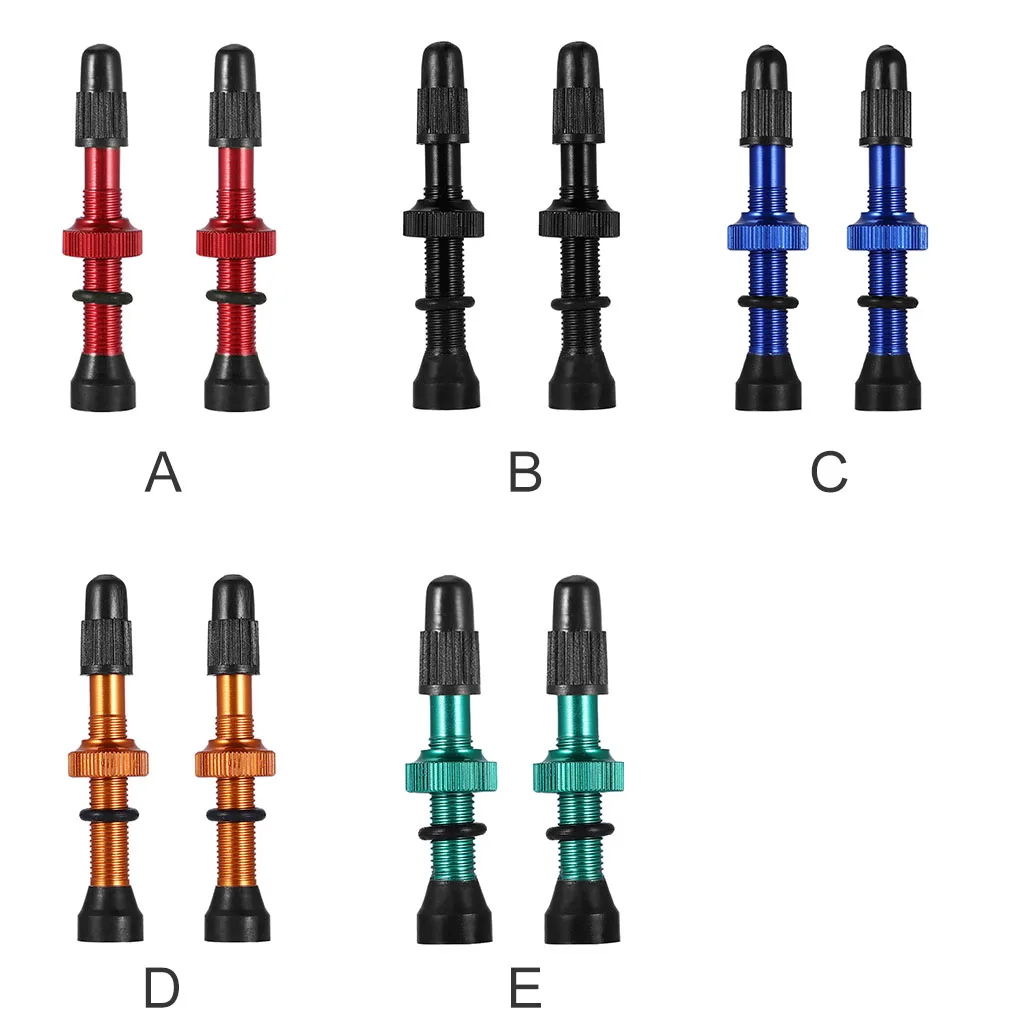 2pcs Mountain Tubeless Valves Alloy Copper Rubber Core French Sturdy Vacuum Nozzle Cycling Tire Accessories Black 54mm