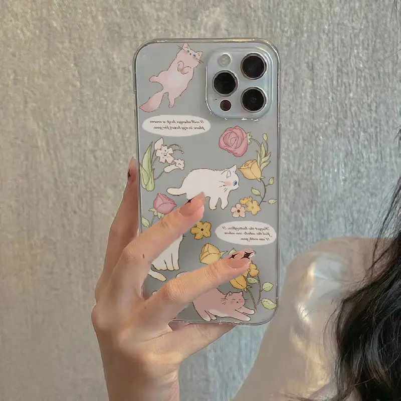 

New Hot Creative Cute Cartoon Cat Phone Case For iPhone 13 12 11 Pro Max X XR XS Max Mini 7 8 Plus Soft Shockproof Cases Cover