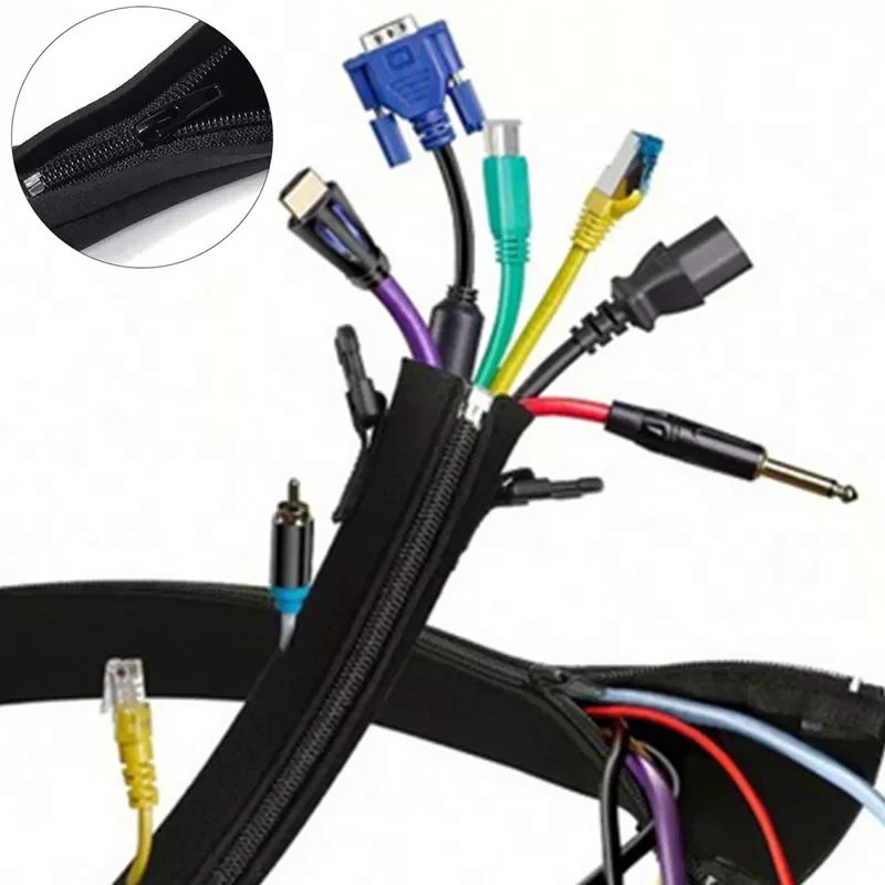 

Management Sleeve Cords Organizer Wire Hider Protector Flexible Cable Sleeve Wrap Cover for Office/ Computer / Home