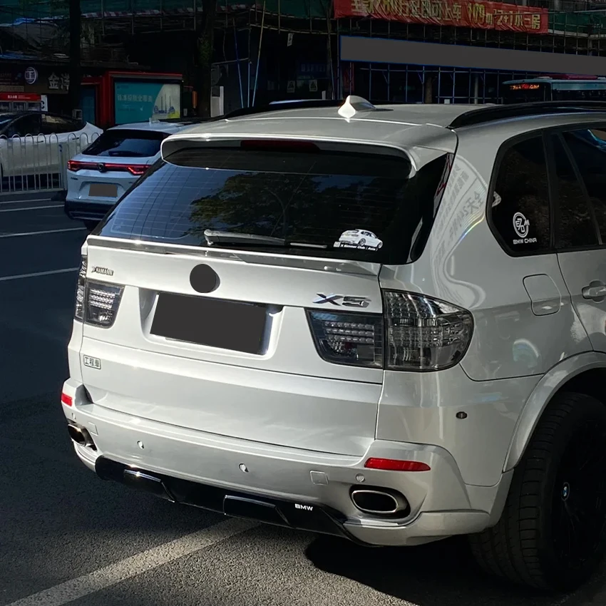 Фото Для BMW X5 E70 2006 07 08 09 10 11 12 2013 задний средний спойлер крылья хвостовой спойлер тюнинг кузова комплект аксессуары Стайлинг №4