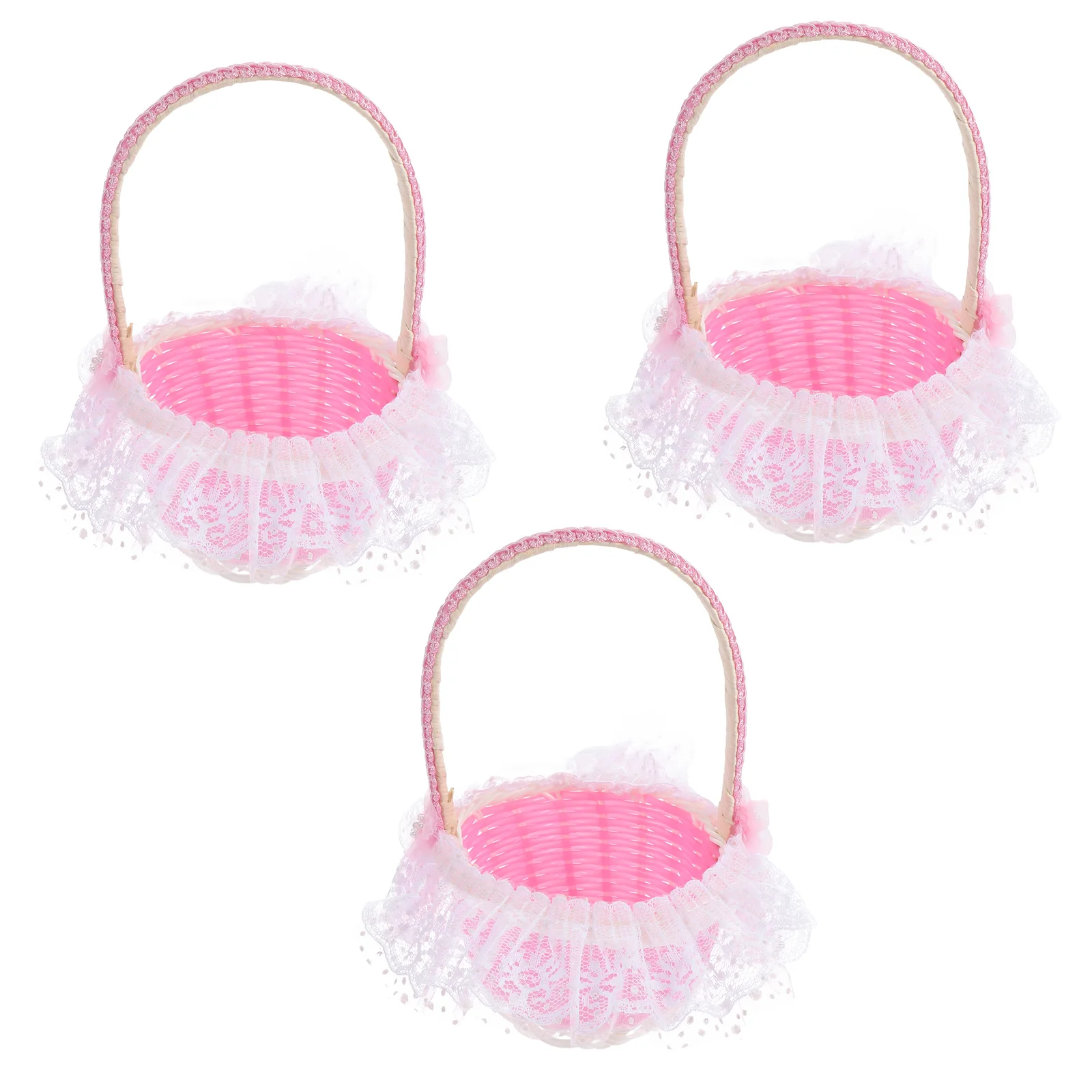 

3pcs Basket Wedding Flower Basket Handheld Basket for Decoration Home Festival Parties