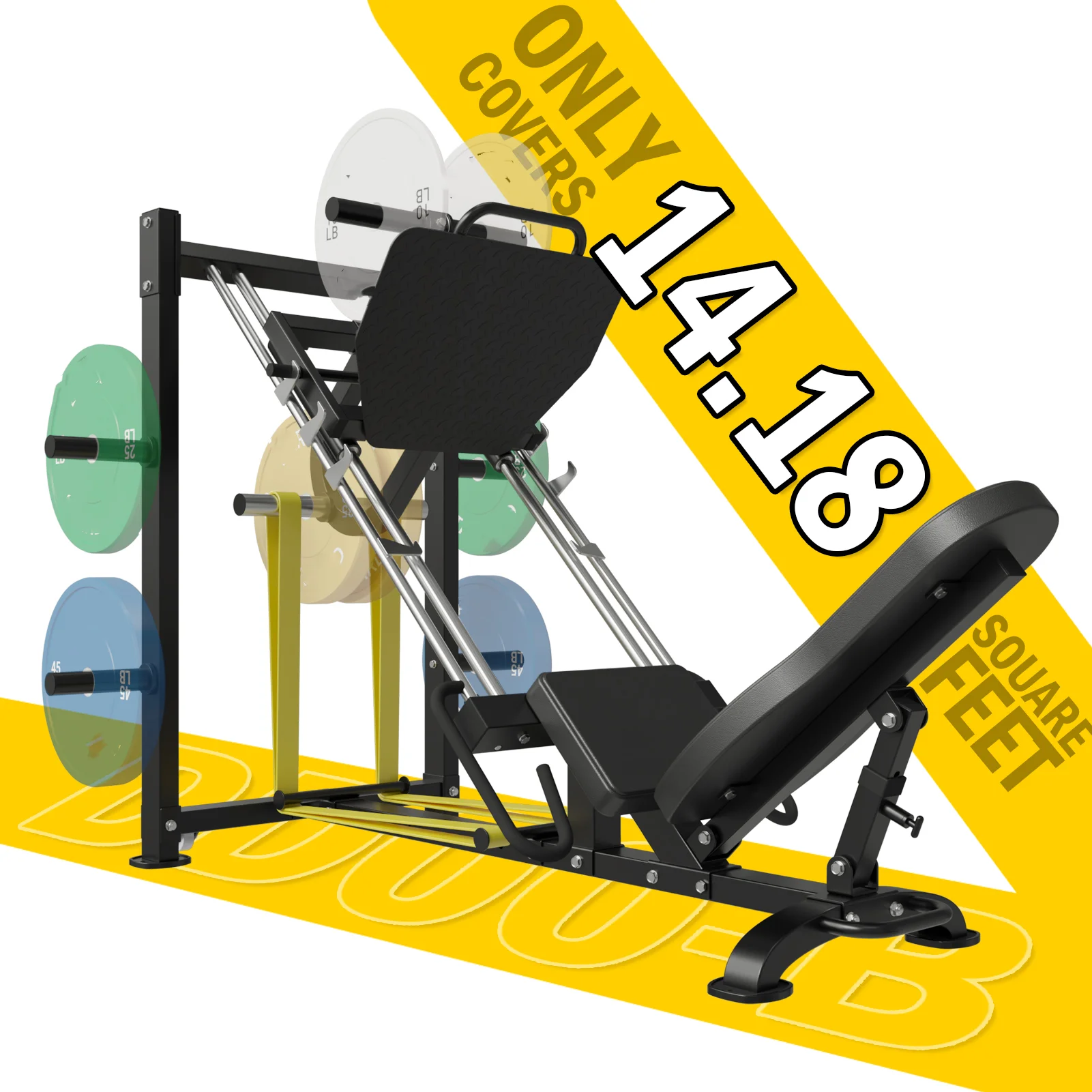 Leg Press Machine, Leg Press with 1500LBS Capacity and Resistance Band Pegs, Only Cover 14.18 Square Feet