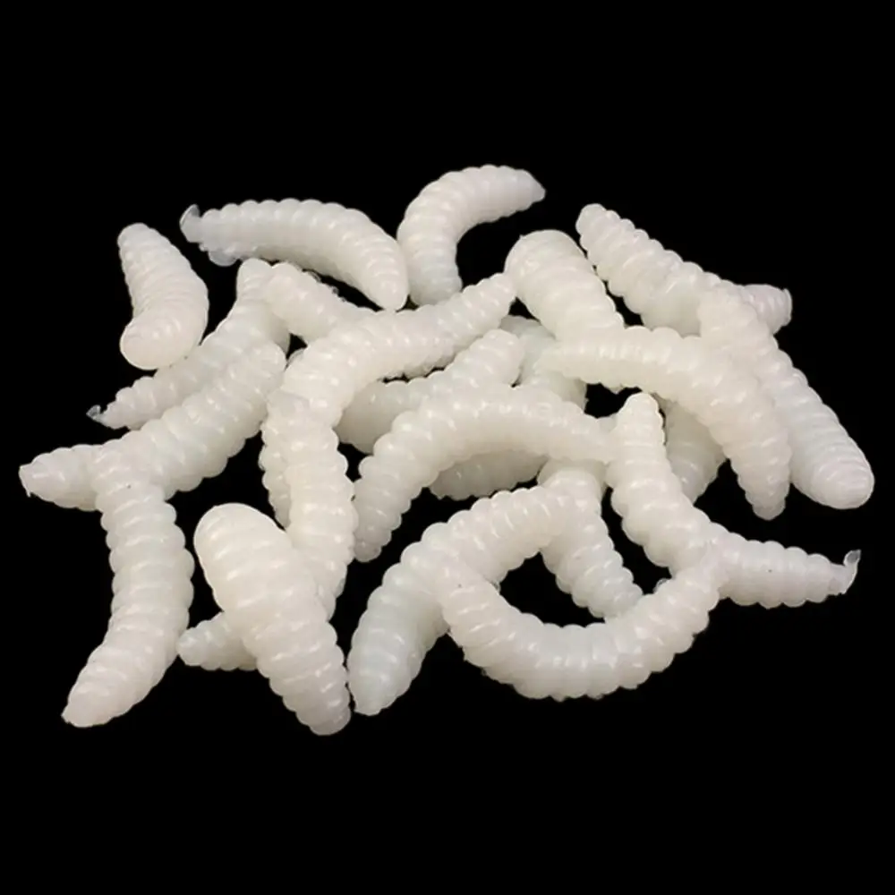 

100PCs White Lifelike Fishing Lure Bionic Bread Bug 2.4cm 0.5g Soft Simulation Bait Maggot Grub Worms Fishing Tackle