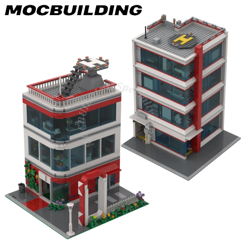 Модульные здания с уличным обзором больничные конструктор MOC кирпичи игрушки для