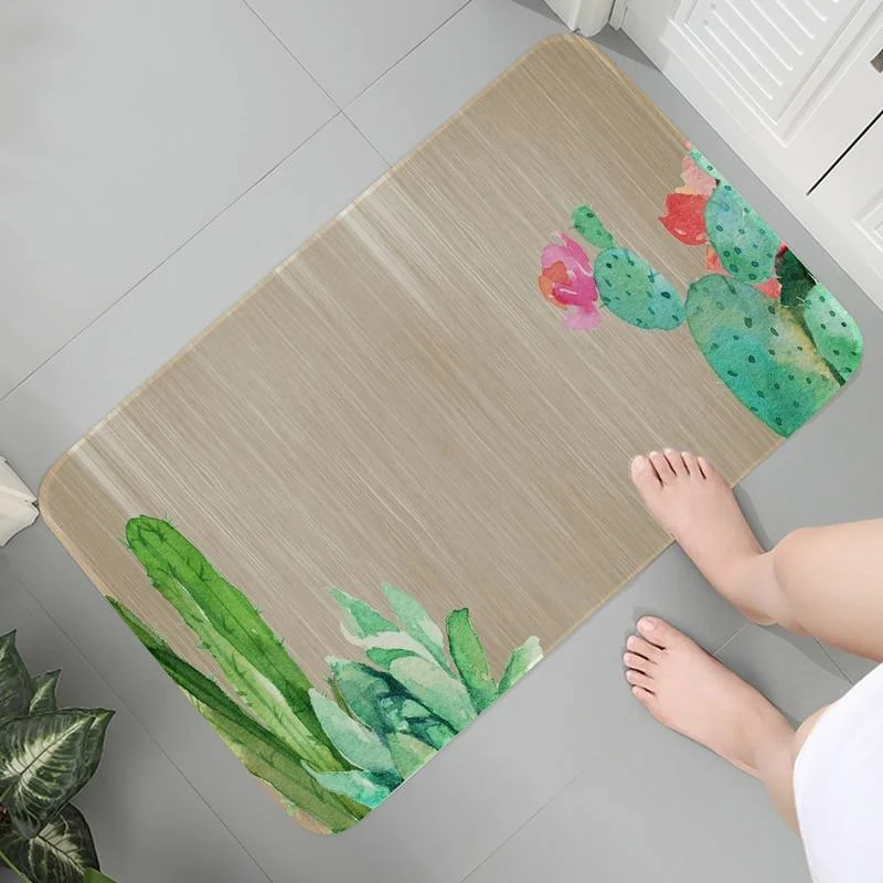 

Washable Kitchen Bedroom Carpet Rug Soft Floor Indoor Mats Children Crawling Cactus Watercolor Mat bedside Lounge Rug Parlor Mat