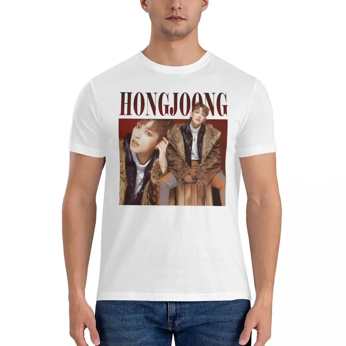 Мужские футболки Hongjoong Ateez топы ATEEZ из чистого хлопка Уникальные с коротким